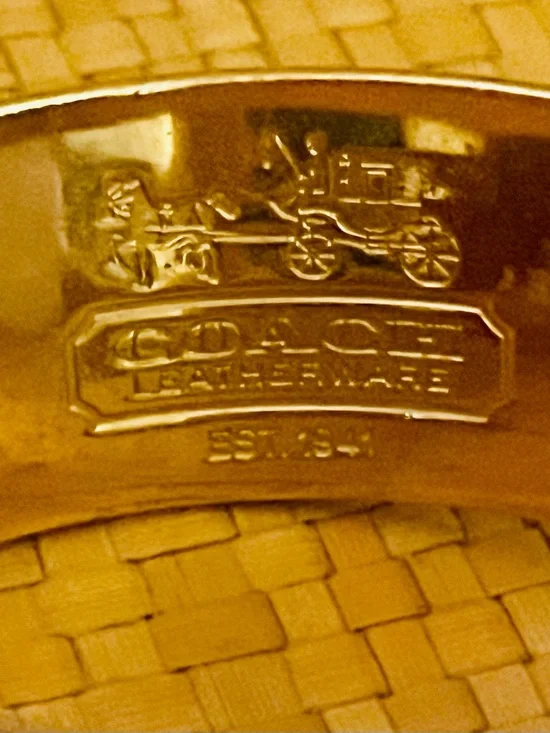 Coach Limited Edition Gold enamel Tattersall Multicolored Bangle Bracelet. - Picture 3 of 7